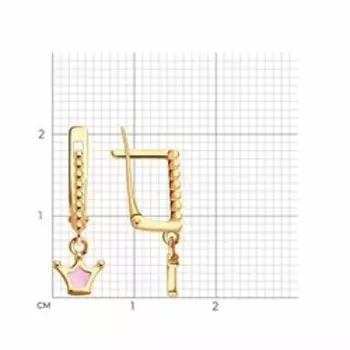 Золотые серьги с эмалью "Корона"