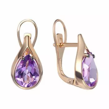 Золотые серьги с аметистами