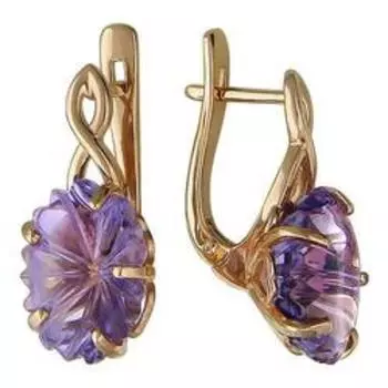 Золотые серьги с аметистами