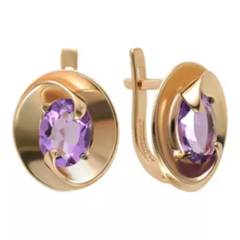 Золотые серьги с аметистами