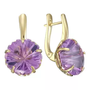 Золотые серьги с аметистами