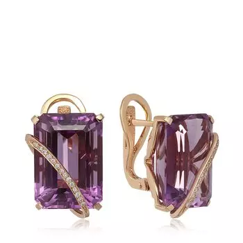 Золотые серьги с аметистами