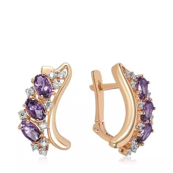 Золотые серьги с аметистами