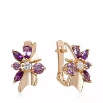 Золотые серьги с аметистами