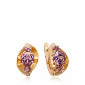 Золотые серьги с аметистами