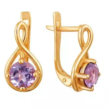 Золотые серьги с аметистами