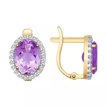 Золотые серьги с аметистами