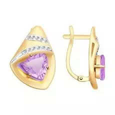 Золотые серьги с аметистами