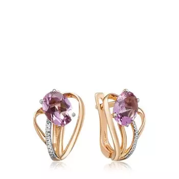 Золотые серьги с аметистами