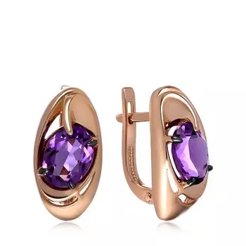 Золотые серьги с аметистами