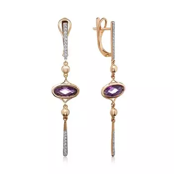Золотые серьги с аметистами
