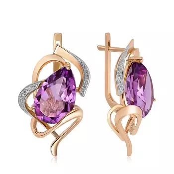 Золотые серьги с аметистами