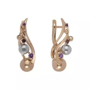 Золотые серьги с аметистами и гранатами