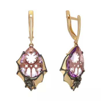 Золотые серьги с аметистами "Летучие мыши"