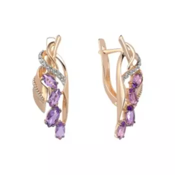 Золотые серьги с аметистами топазами