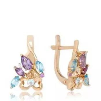 Золотые серьги с аметистом и топазом