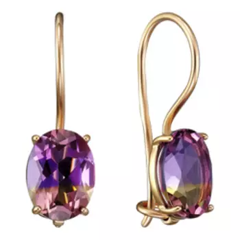 Золотые серьги с аметринами