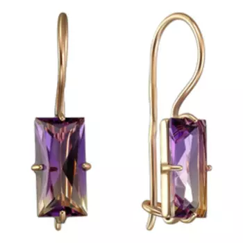 Золотые серьги с аметринами