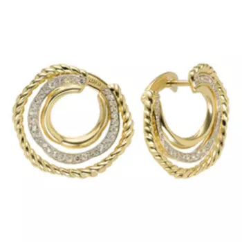 Золотые серьги с белыми сапфирами