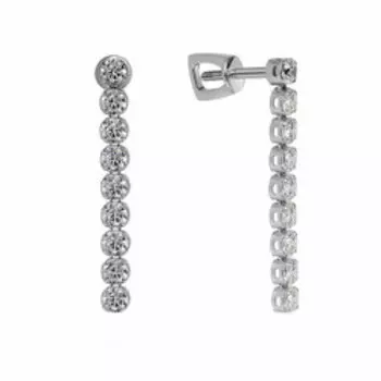 Золотые серьги с бесцветными фианитами