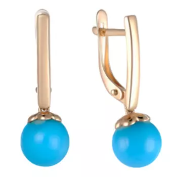 Золотые серьги с бирюзой