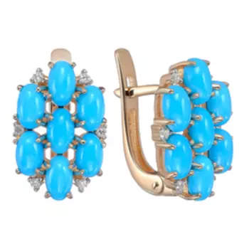Золотые серьги с бирюзой и бриллиантами