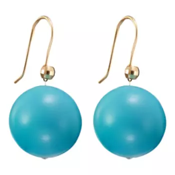 Золотые серьги с бирюзой и фианитами