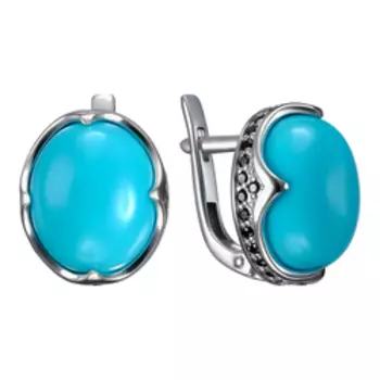 Золотые серьги с бирюзой и шпинелью