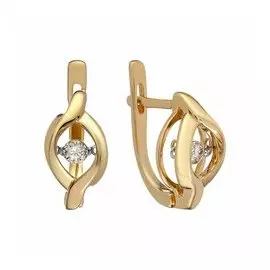 Золотые серьги с бриллиантами "Танцующий камень"