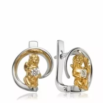 Золотые серьги с бриллиантами "Ангелы"