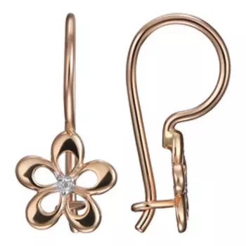 Золотые серьги с бриллиантами "Цветочки"