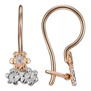 Золотые серьги с бриллиантами "Цветочки"