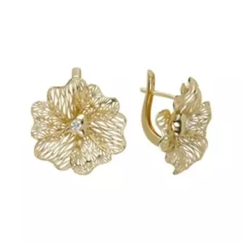 Золотые серьги с бриллиантами "Цветы"