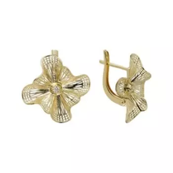 Золотые серьги с бриллиантами "Цветы"