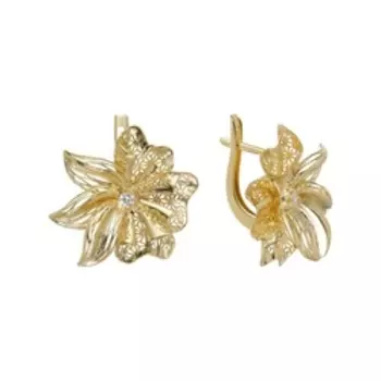 Золотые серьги с бриллиантами "Цветы"