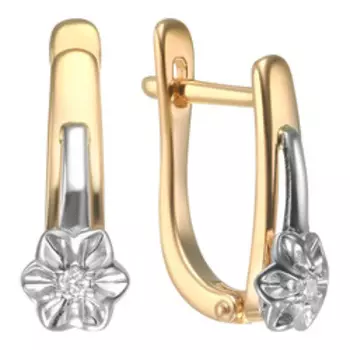 Золотые серьги с бриллиантами "Цветы"