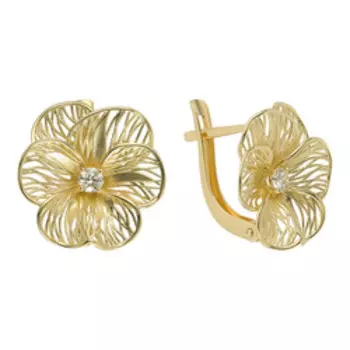 Золотые серьги с бриллиантами "Цветы"