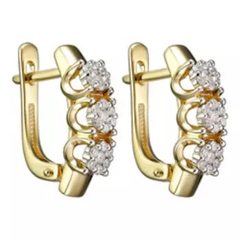 Золотые серьги с бриллиантами "Цветы"