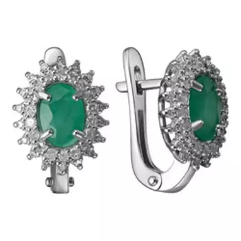 Золотые серьги с бриллиантами и изумрудами