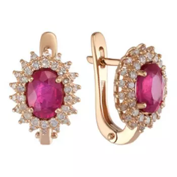 Золотые серьги с бриллиантами и рубинами