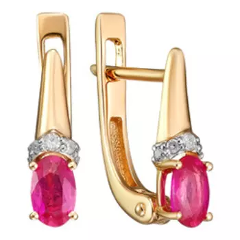 Золотые серьги с бриллиантами и рубинами