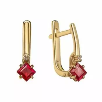 Золотые серьги с бриллиантами и рубинами
