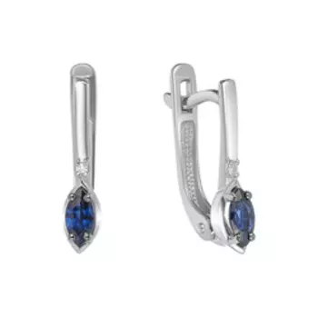 Золотые серьги с бриллиантами и сапфирами