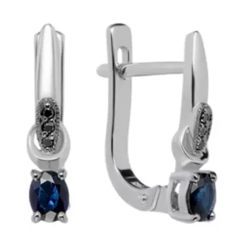 Золотые серьги с бриллиантами и сапфирами