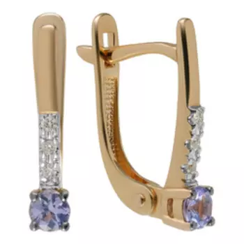 Золотые серьги с бриллиантами и танзанитами