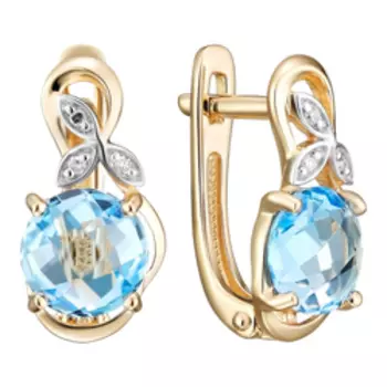 Золотые серьги с бриллиантами и топазами