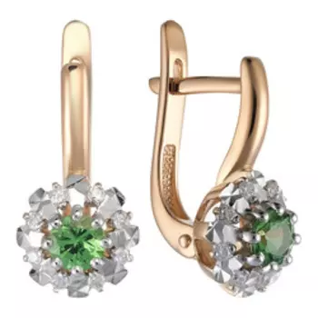 Золотые серьги с бриллиантами и тсаворитами