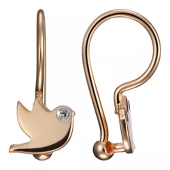 Золотые серьги с бриллиантами "Птички"