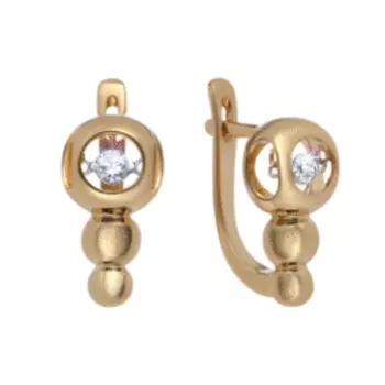 Золотые серьги с бриллиантами "Танцующий камень"