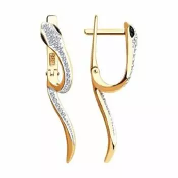 Золотые серьги с бриллиантами "Змея"